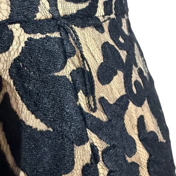 Tadashi Shoji Size 10 A-Line Midi Dress Black Corded Embroidery Tulle Overlay - Picture 6 of 10